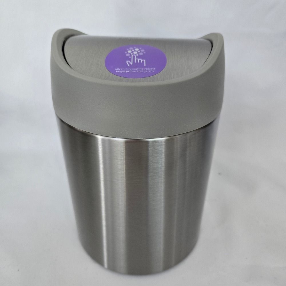 simplehuman Countertop Trash Can 1.5L Silver Brushed Stainless Swing Lid NEW